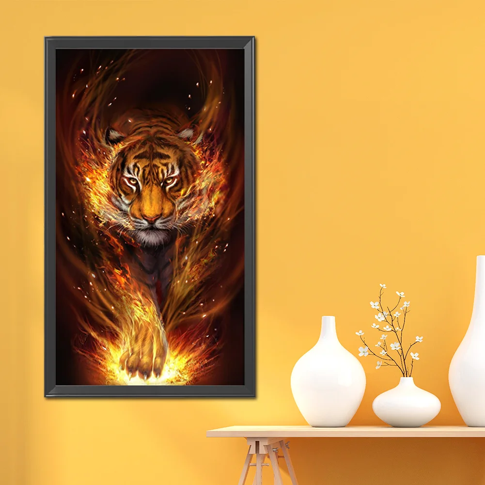 Diamond Painting - Full Round Drill - Fire Tiger(40*80cm)