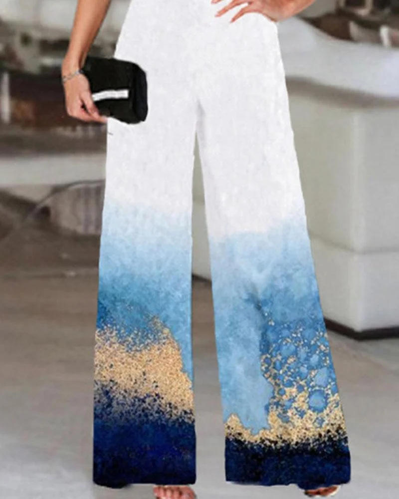 Printed One-piece Wide Leg Pants