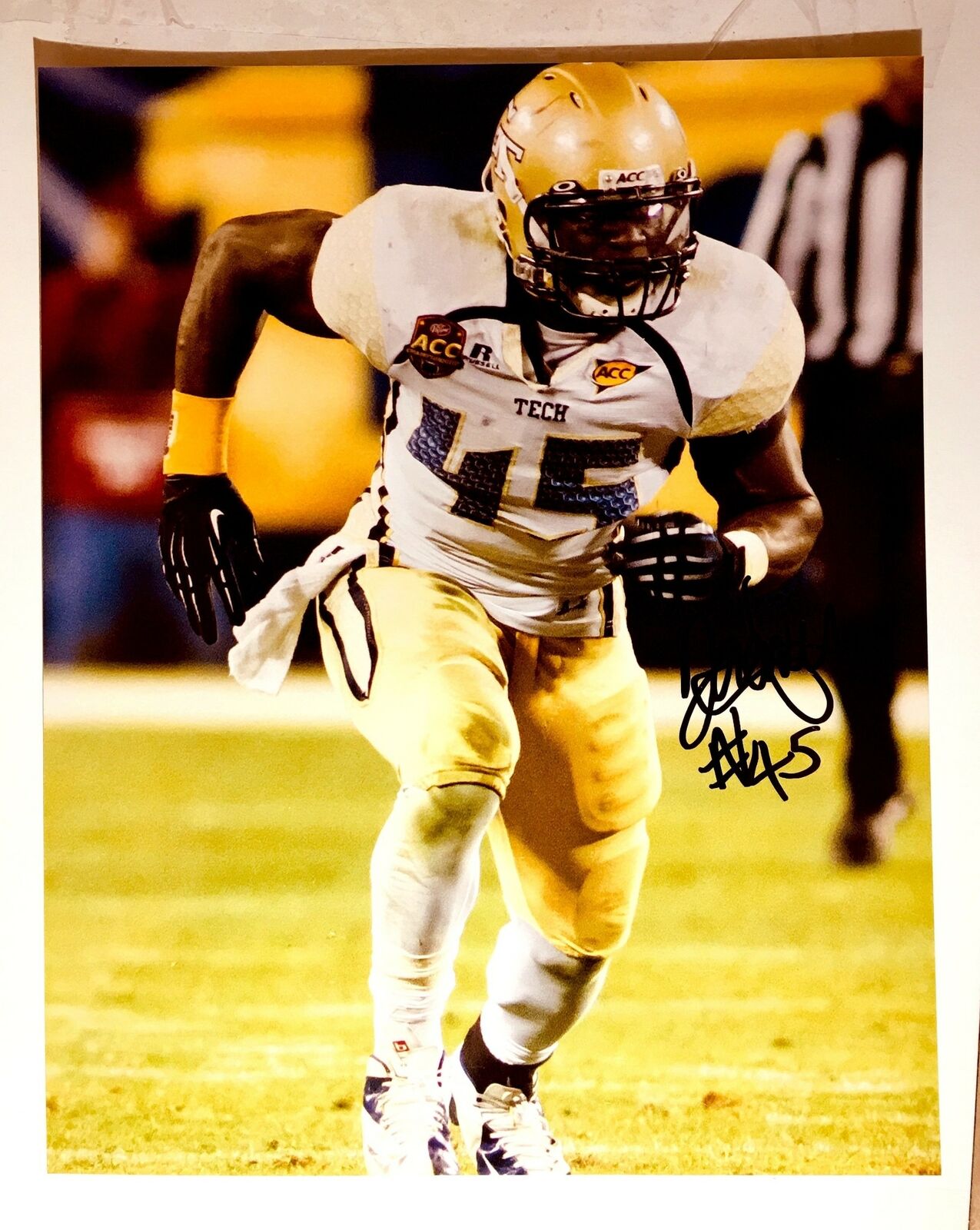 Jeremiah Attaochu Signed 8x10 Photo Poster painting Georgia Tech Yellow Jackets Auto Autograph