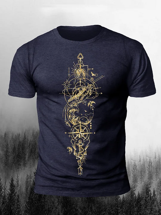 Yonititeee Mens Geometry Pattern Breathable Slim Fit Casual