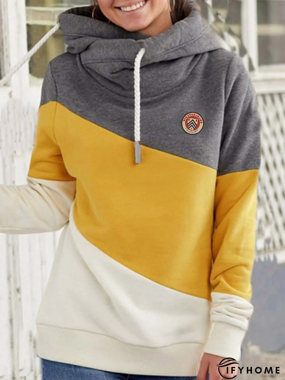 Yellow Hoodie Long Sleeve Sweatshirt | IFYHOME