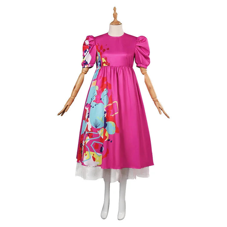 Barbie 2023 Weird Barbie Rose Pink Dress Outfits Cosplay Costume Halloween Carnival Suit