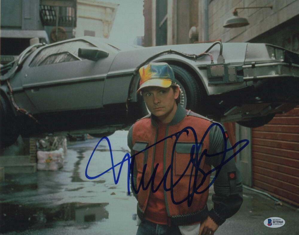 MICHAEL J FOX SIGNED AUTOGRAPH 11x14 Photo Poster painting - MARTY BACK TO THE FUTURE D BECKETT