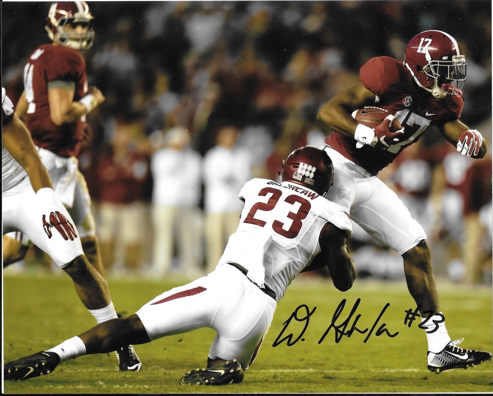 DRE GREENLAW HAND SIGNED ARKANSAS RAZORBACKS 8X10 Photo Poster painting W/COA