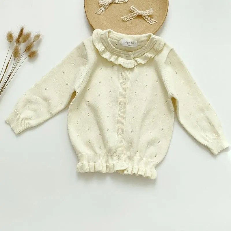 Baby Girls Embroider Cardigan Coats Fashion Children Outwear Coat Girls Long Sleeve Kids Knit Cardigan Coat 1-7Yrs