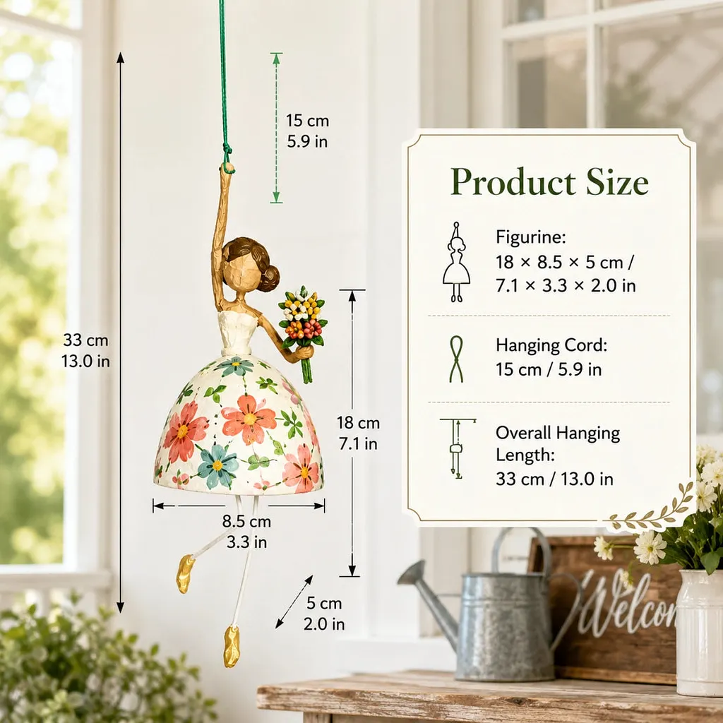 Whimsical Dancing Lady ornament dimensions