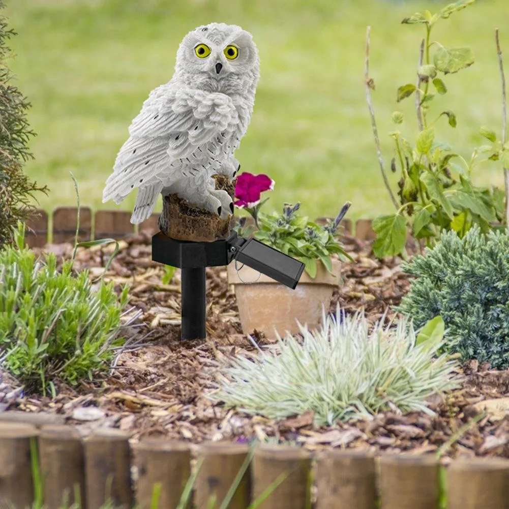 Solar Power LED Owl Lawn Light Waterproof Garden Landscape Lamp (White)