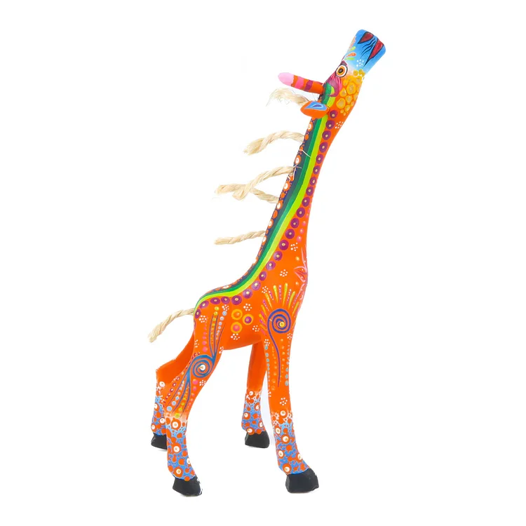 Beautiful Giraffe (Orange) - Oaxacan Alebrije Wood Carving