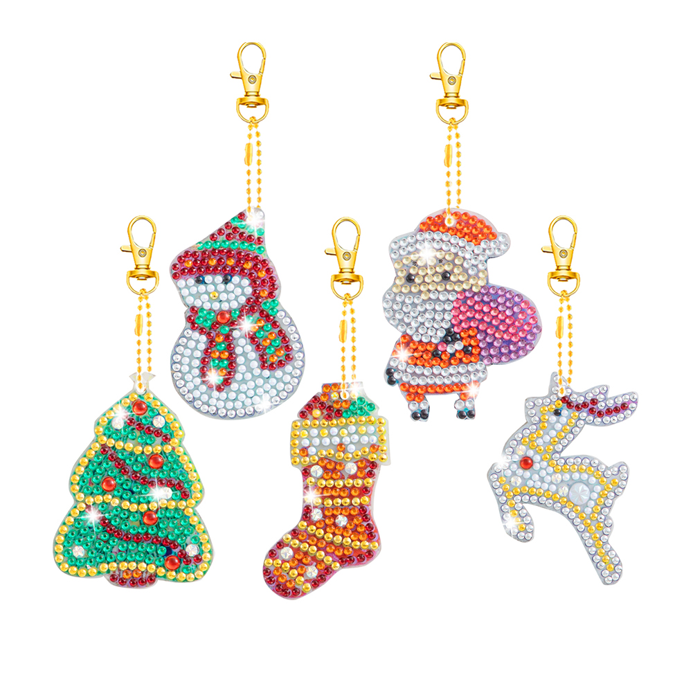 

5PCS Christmas Double Sided - 5D DIY Craft Keychain, 501 Original