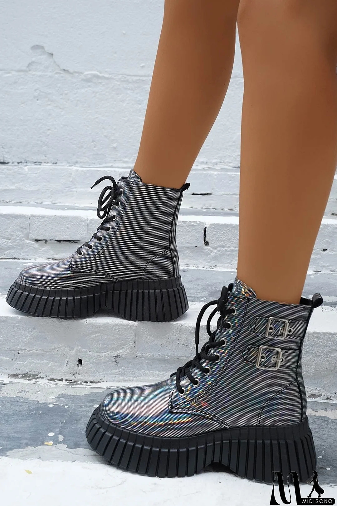 MidiSono - Glossy Platform Martin Boots