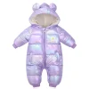 Plus Velvet Shiny Baby Girl Winter Rompers