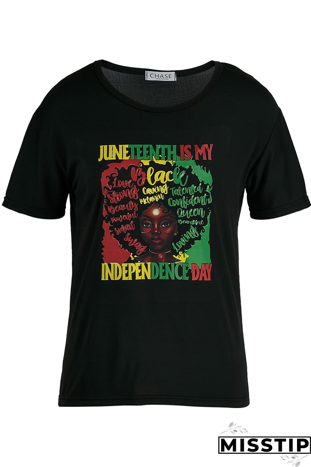 Black Fashion Casual Print Basic O Neck T-Shirts