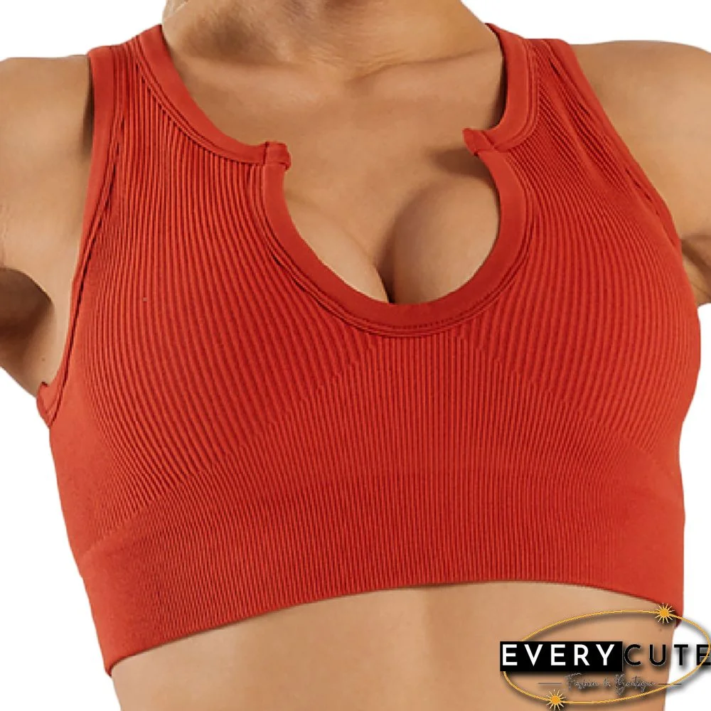 Reddish Brown Seamless Sleeveless Sports Vest Bra