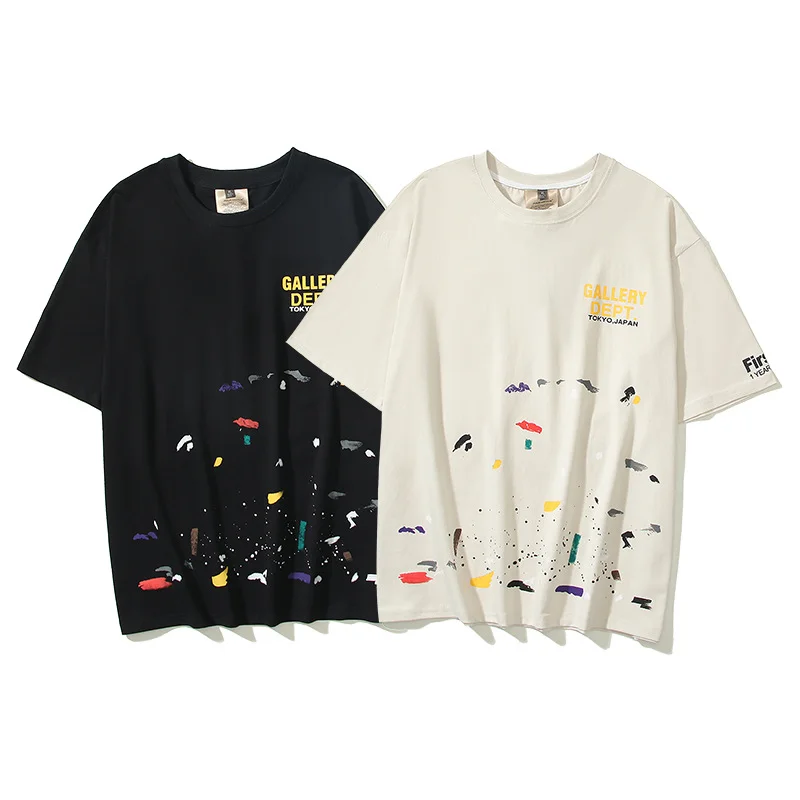 GALLERY TOKYO JAPAN Splash Print T-Shirt Summer Relaxed Casual Unisex Short Sleeve