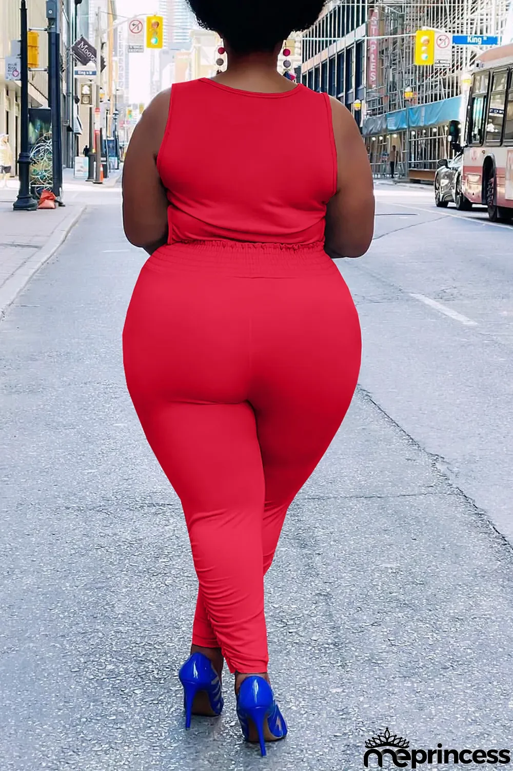 Sky Blue Casual Solid Split Joint O Neck Plus Size Two Pieces