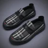 Black men's stylish casual leather shoes