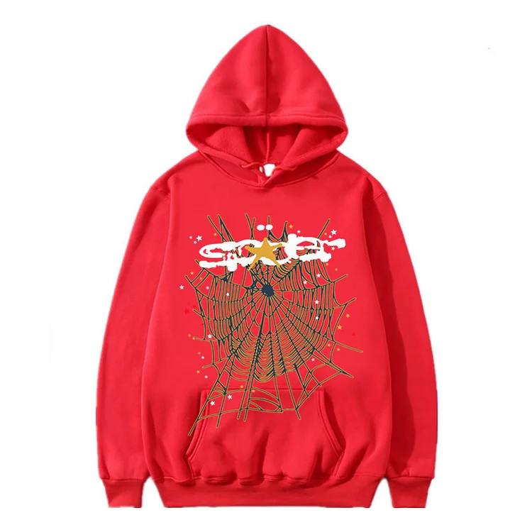 Hip Hop Y2k Sp5der Hoodies Spider Web Print Hoodie Casual Hooded Sweatshirts at Hiphopee