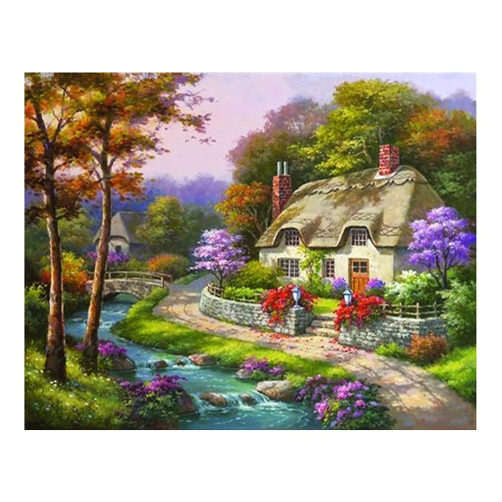 Diamond Painting - Full Round Drill - Countryside House(30*25cm)