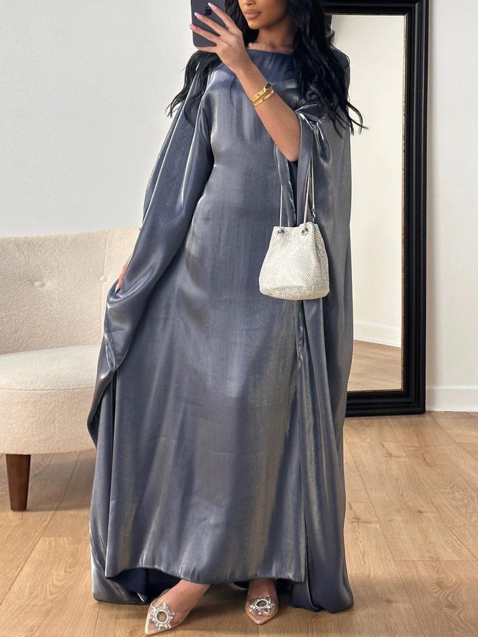 Fashionable Casual Shiny Silk Satin Waist Dress | Oxredo Shop Ramadan Sale