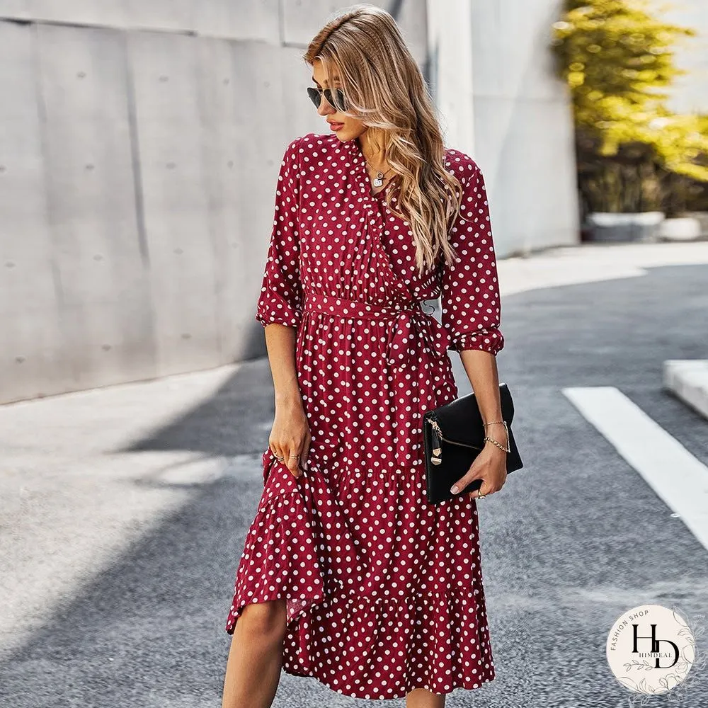 Women's Spring and Summer Classic Polka Dot Print Dress Women