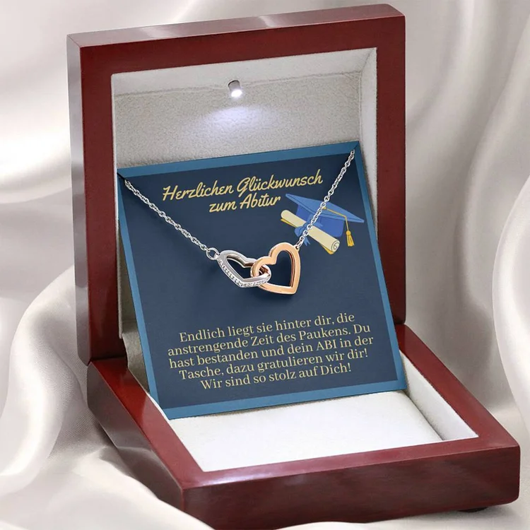 925 Sterling Silber Herz Halskette-Herzlichen Glückwunsch zum Abitur Wir sind so stolz auf Dich-Geschenk mit Nachrichtenkarte