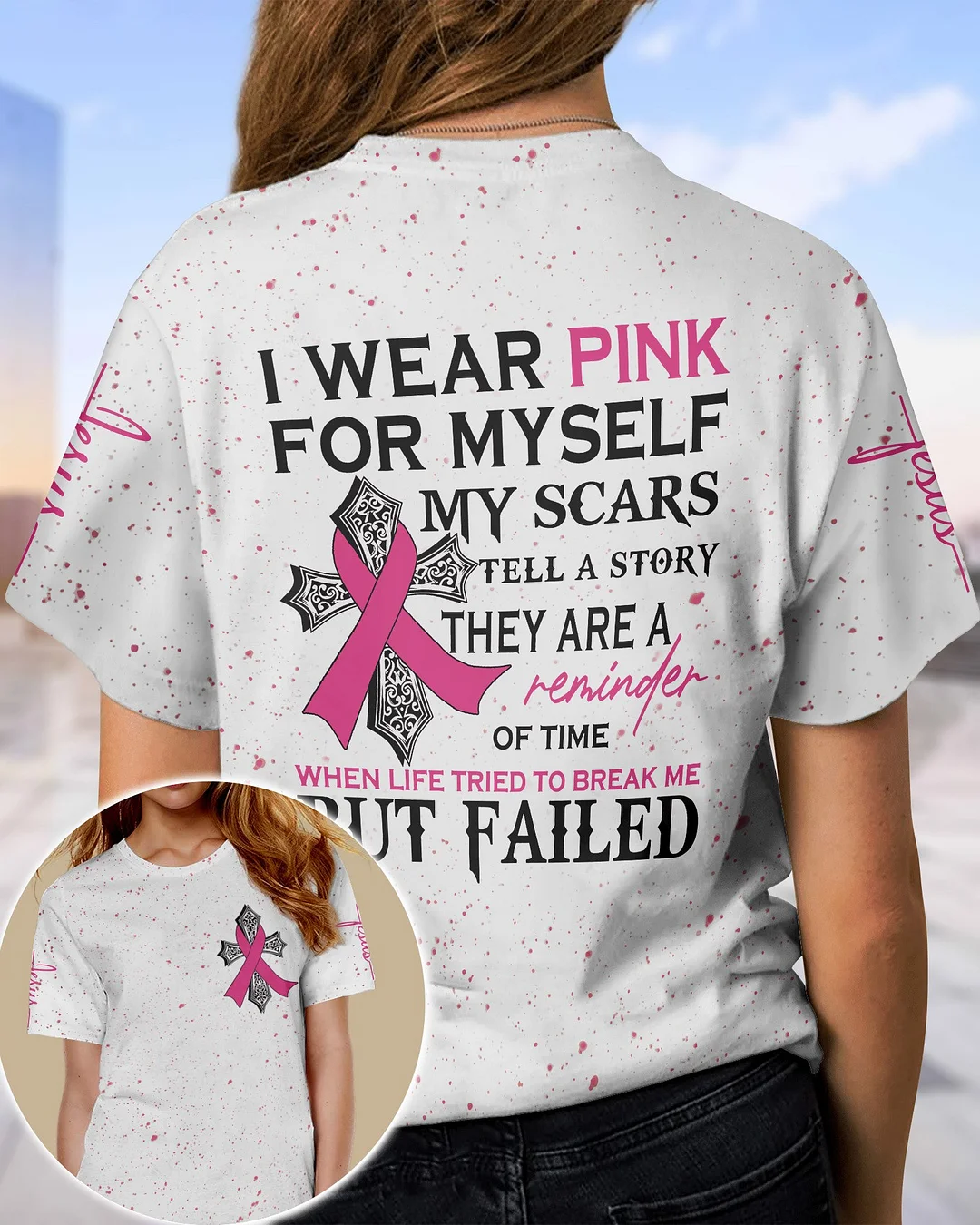 I Wear Pink For Myself Ribbon Breast Cancer Tee
