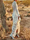 Hollow Tasseled Long Sleeves Maxi Dress