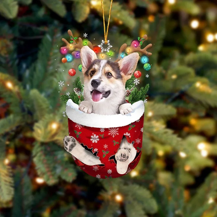 Pembroke Welsh Corgi 1 In Snow Pocket Christmas Ornament trabladzer
