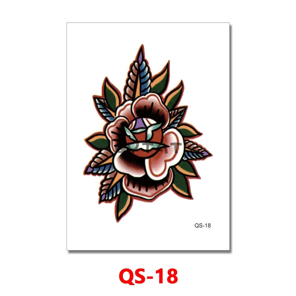 Waterproof Temporary Tattoo Femme Sticker Folower Rose Letter Fake Tatto Hand Back Tatoo Stickers Women Men Body Art Ogreish