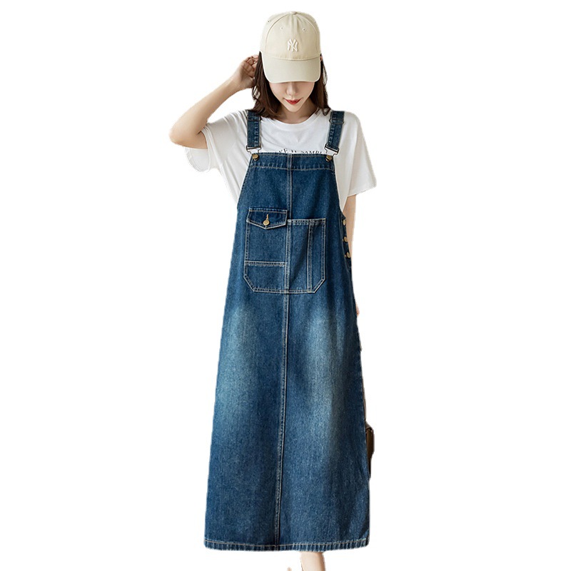 Bkdfamily old hollywood glamour dresses Women Denim Dresses Spring Summer Loose Casual Jean Suspender Strap Dress Large Size Versatile Mid Length Female Vestido