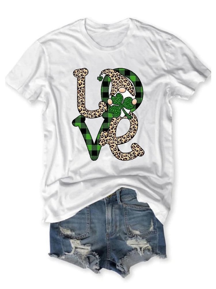 Bestdealfriday St Patrick Gnome Bella Love Clover Graphic Tee