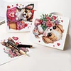 (US Local)6Pcs Flower Puppy Diamond Painting Greeting Card Diamond Handmade Card