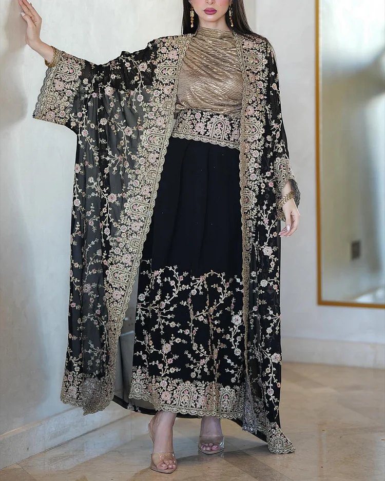 Women's Cardigan Mesh Embroidery Dress
