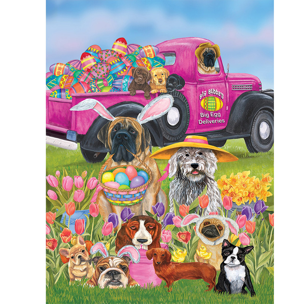 

40*50CM - Round Drill Diamond Painting - Dog Party, 501 Original