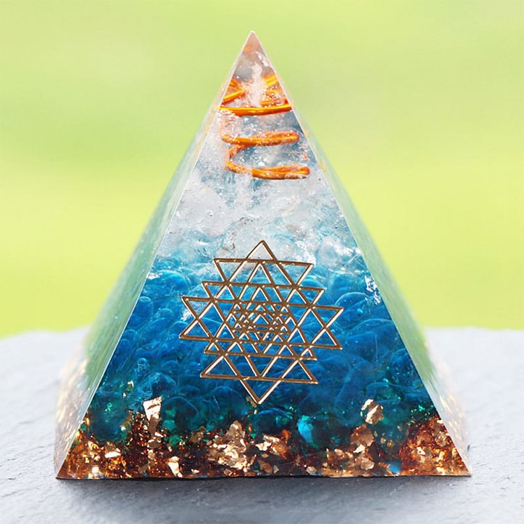 Blue Quartz Clear Quartz Orgone Pyramid