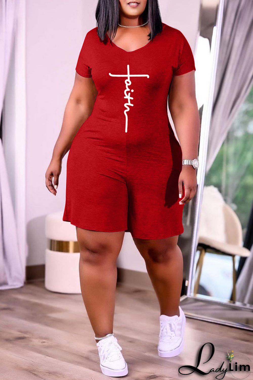 Blue Fashion Casual Print Basic V Neck Regular Jumpsuits