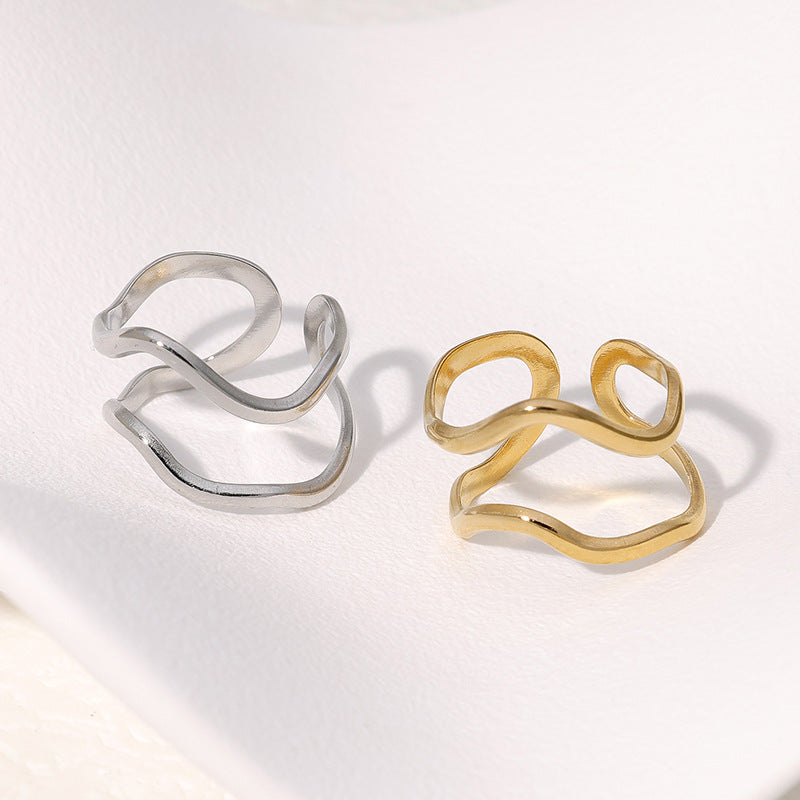 Open Ring Minimalist Stripe Geometric Stainless Steel Electroplating Rings