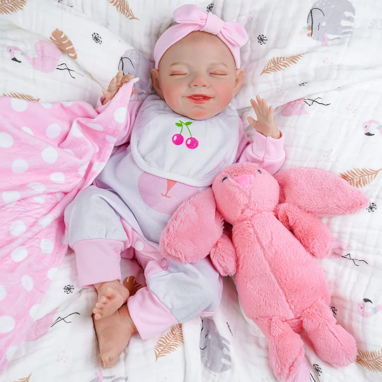 Babeside Olivia 20'' Realistic Reborn Baby Doll Sleeping Smiling Girl Pink Suit with Accessories Set