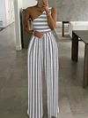 Thick Striped Empire One-Shoulder Jumpsuits