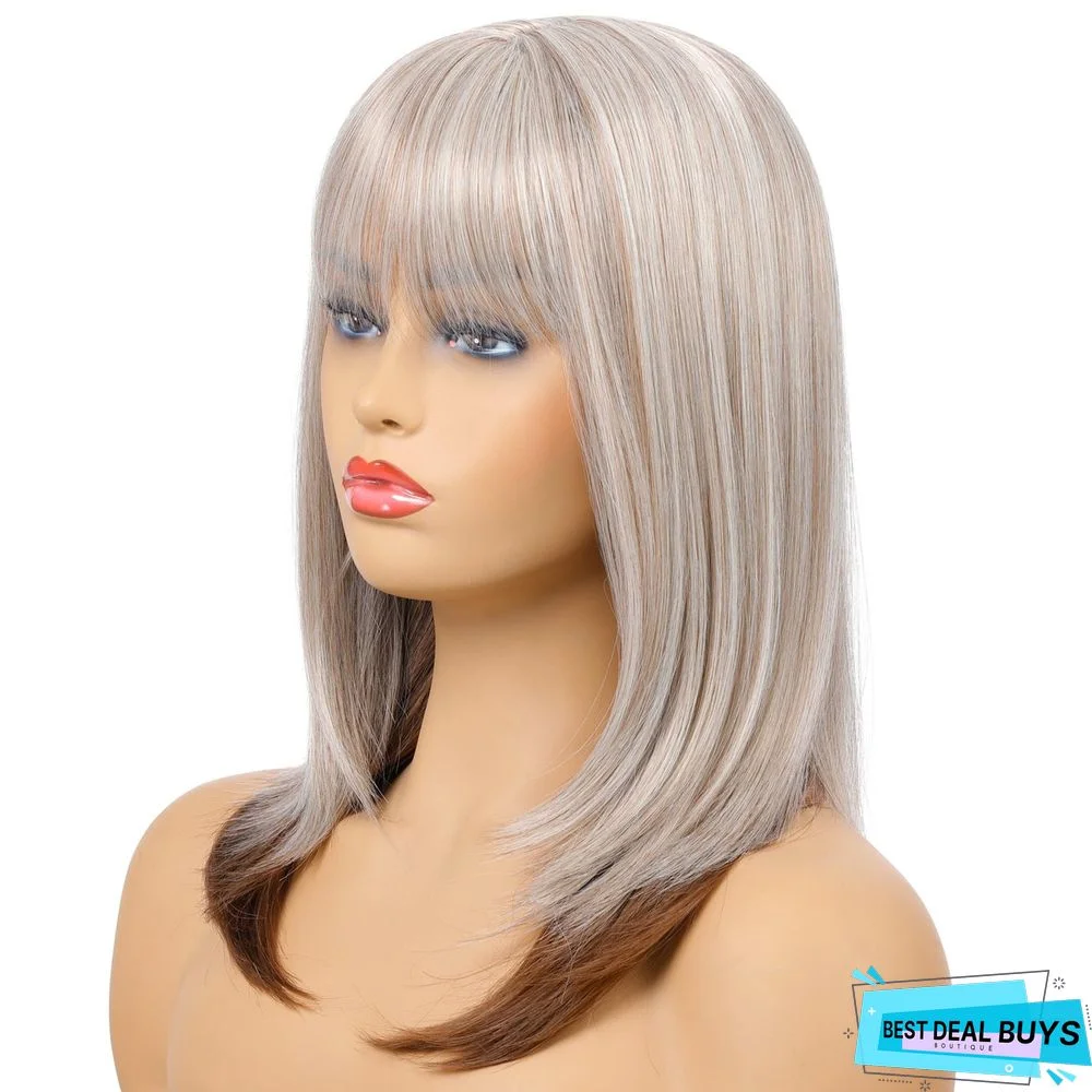 Wig Women's Fashion Long Straight Hair Headgear Chemical Fiber Wig Women