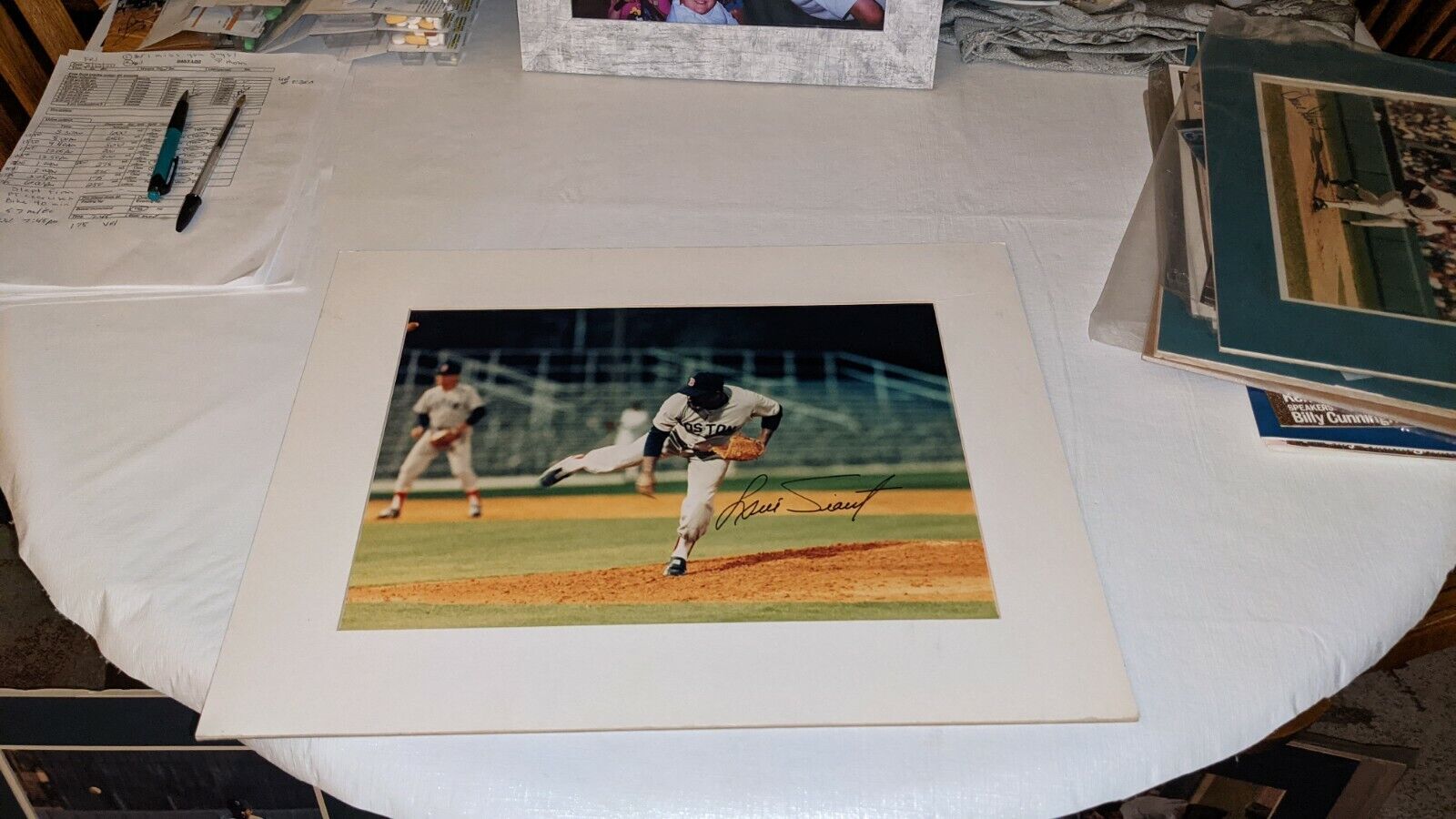 Luis Tiant Boston Red Sox Signed 14x18 Matted Photo Poster painting W/Our COA READ