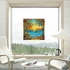 1PC-Diamonds Painting Stained Glass Seaside Wall Sticker Home Decor