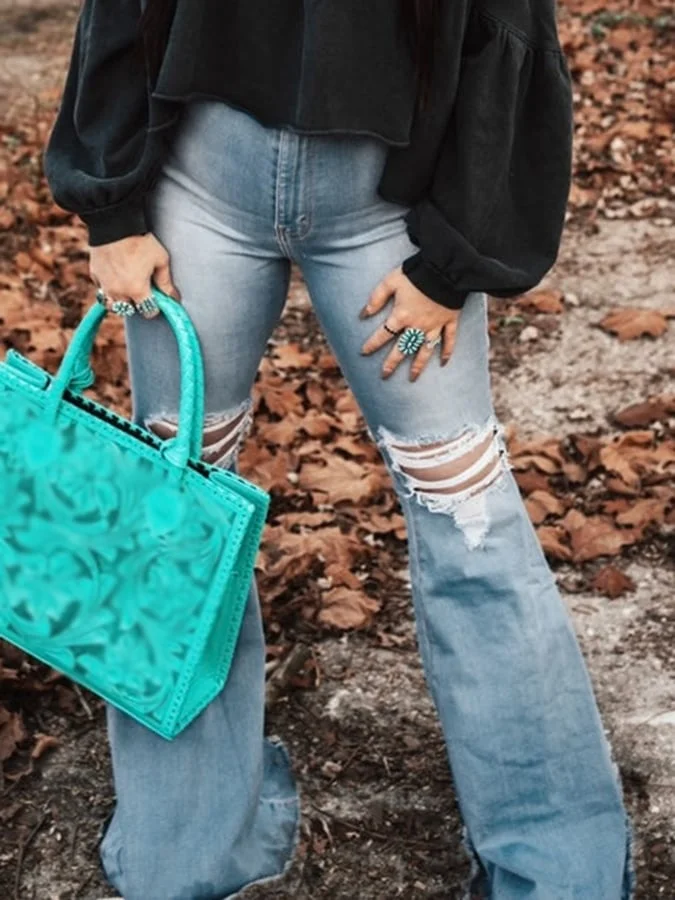 Western Style Ripped Jeans