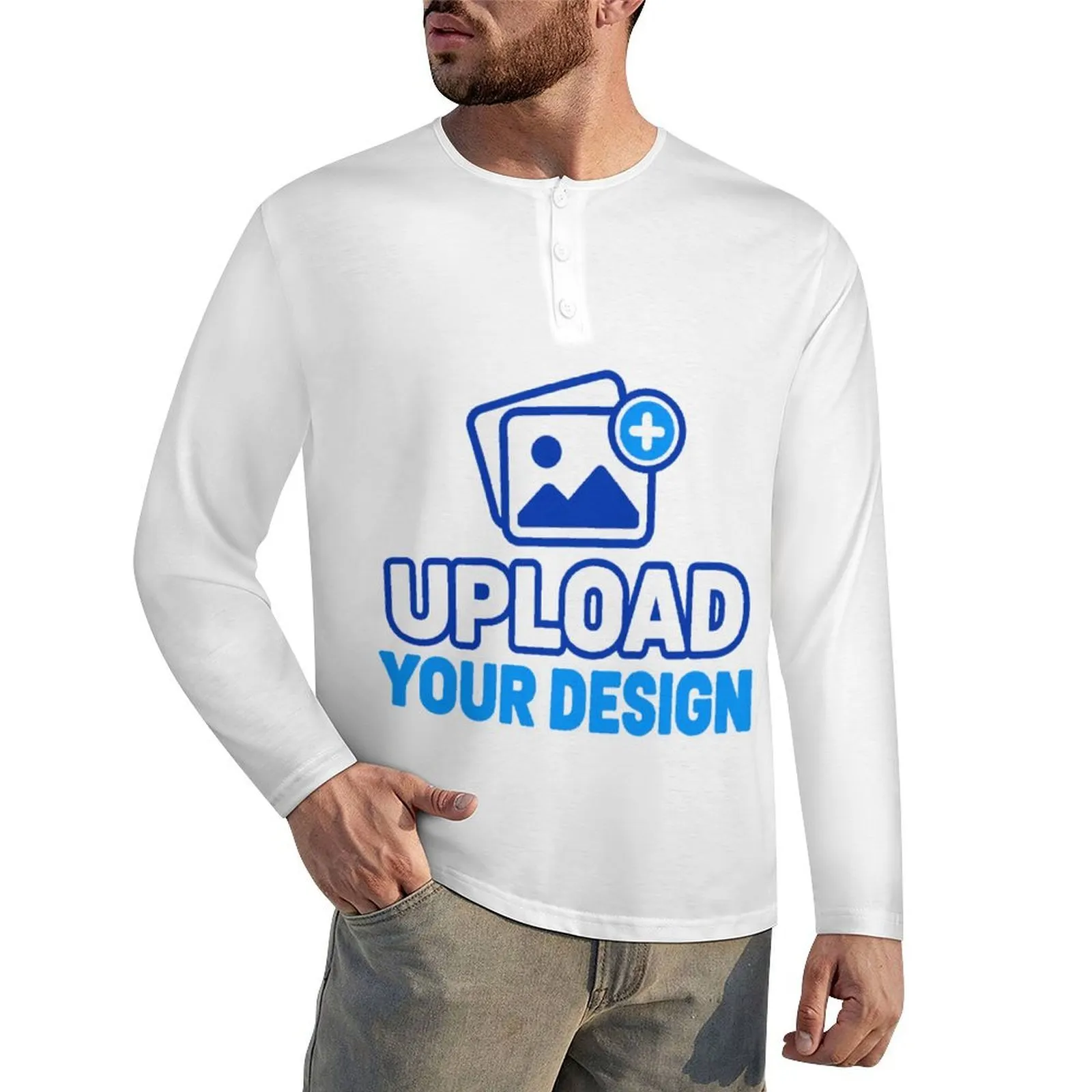 Men's Long Sleeve Henry Shirt custom product view 8