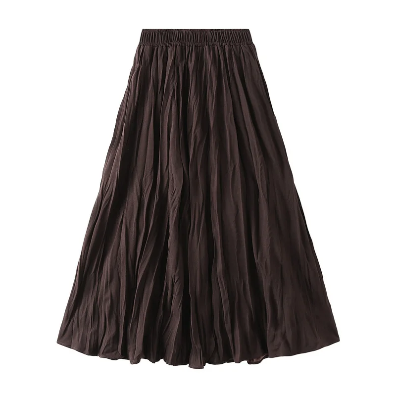 Nigikala Nigikala Autumn New High-Rise Slim Folding Long Swing A-Dress Skirt Women 0838