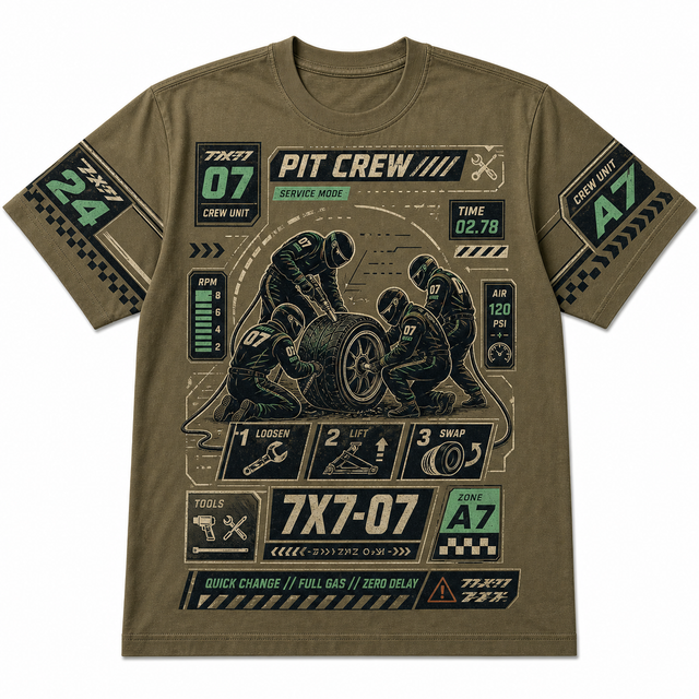 Motorsport Olive Crew Cotton T-Shirt