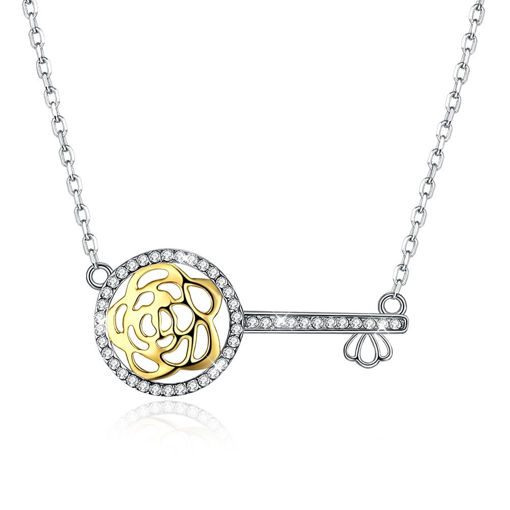 Crystal  Key Pendant Necklace