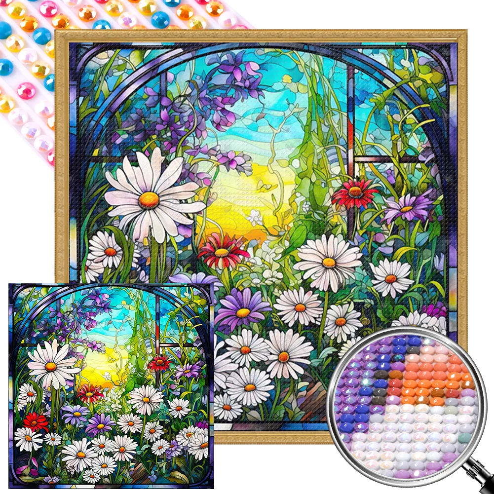 Full Round Partial AB Diamond Painting - Daisy Bush(Canvas|45*45cm)