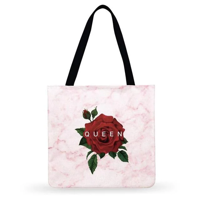 Linen Eco-friendly Tote Bag - Elegant Flower