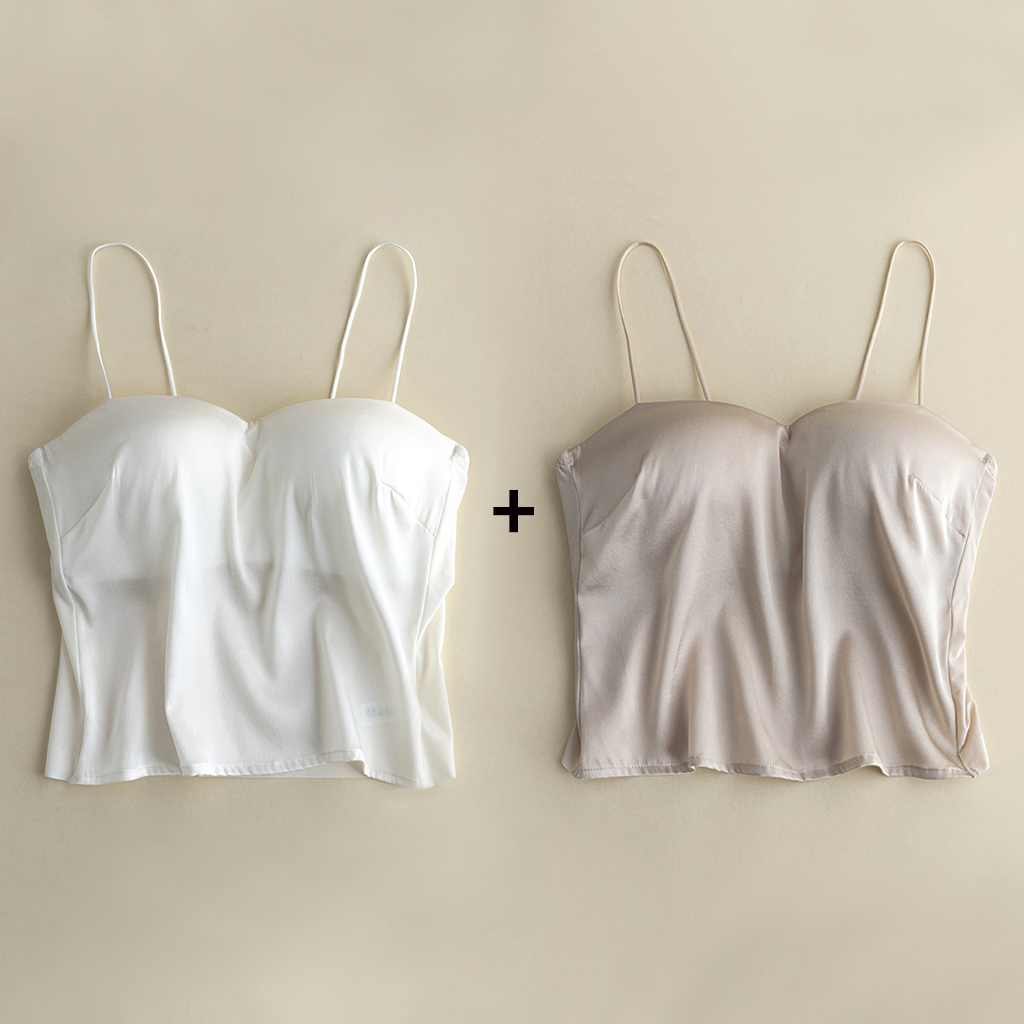 Silk Camisole With Built in Bra 2-Pack REAL SILK LIFE